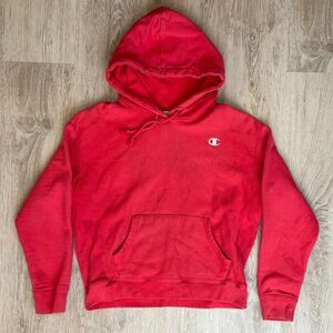 Champion Reverse Weave Hoodie Red Large Classic Fit Pullover Sweatshirt